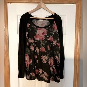 Maurice's Black Floral Sweater Size 1X
